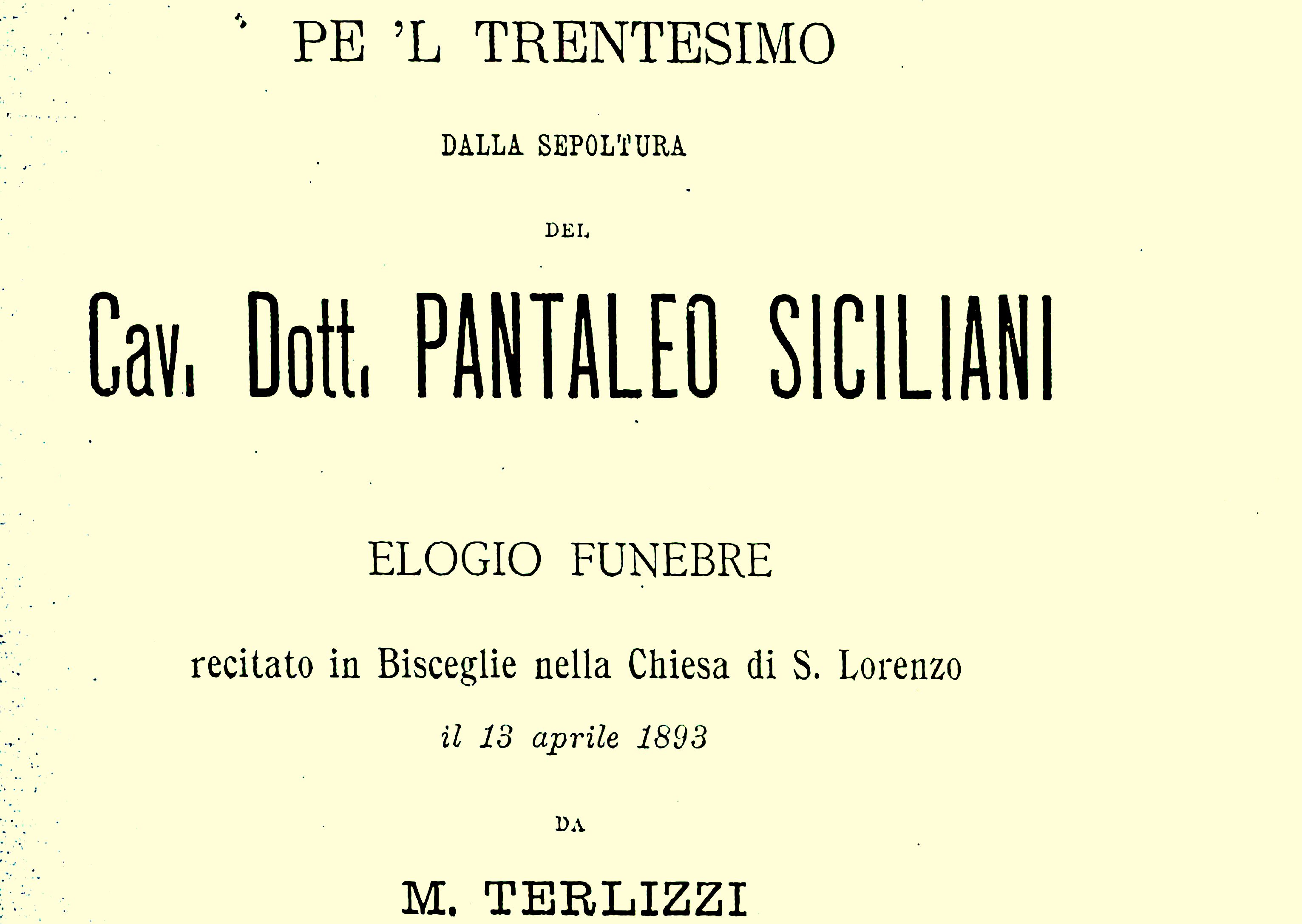 Elogio Funebre Per il Dott. Siciliani, anno 1893